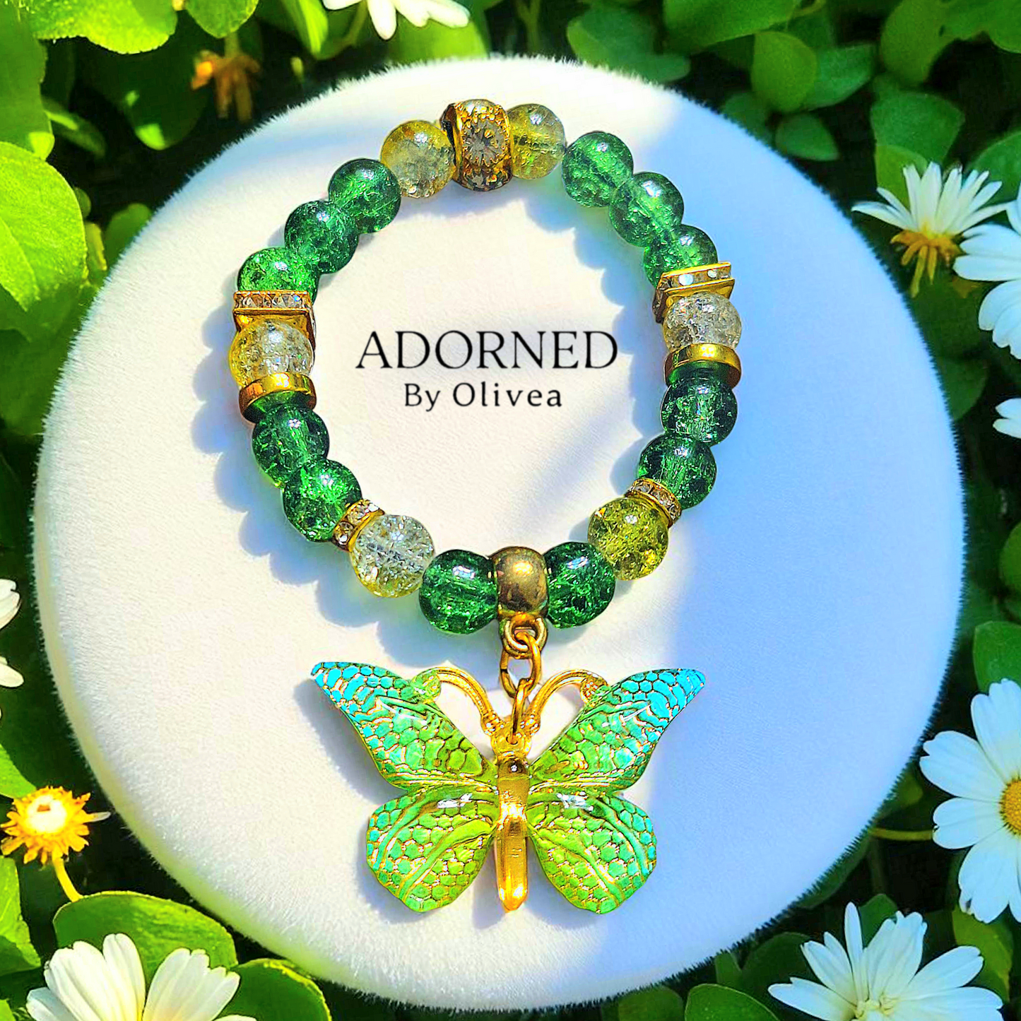 Adorned Dolls Bracelet #10 (Green Butterfly)