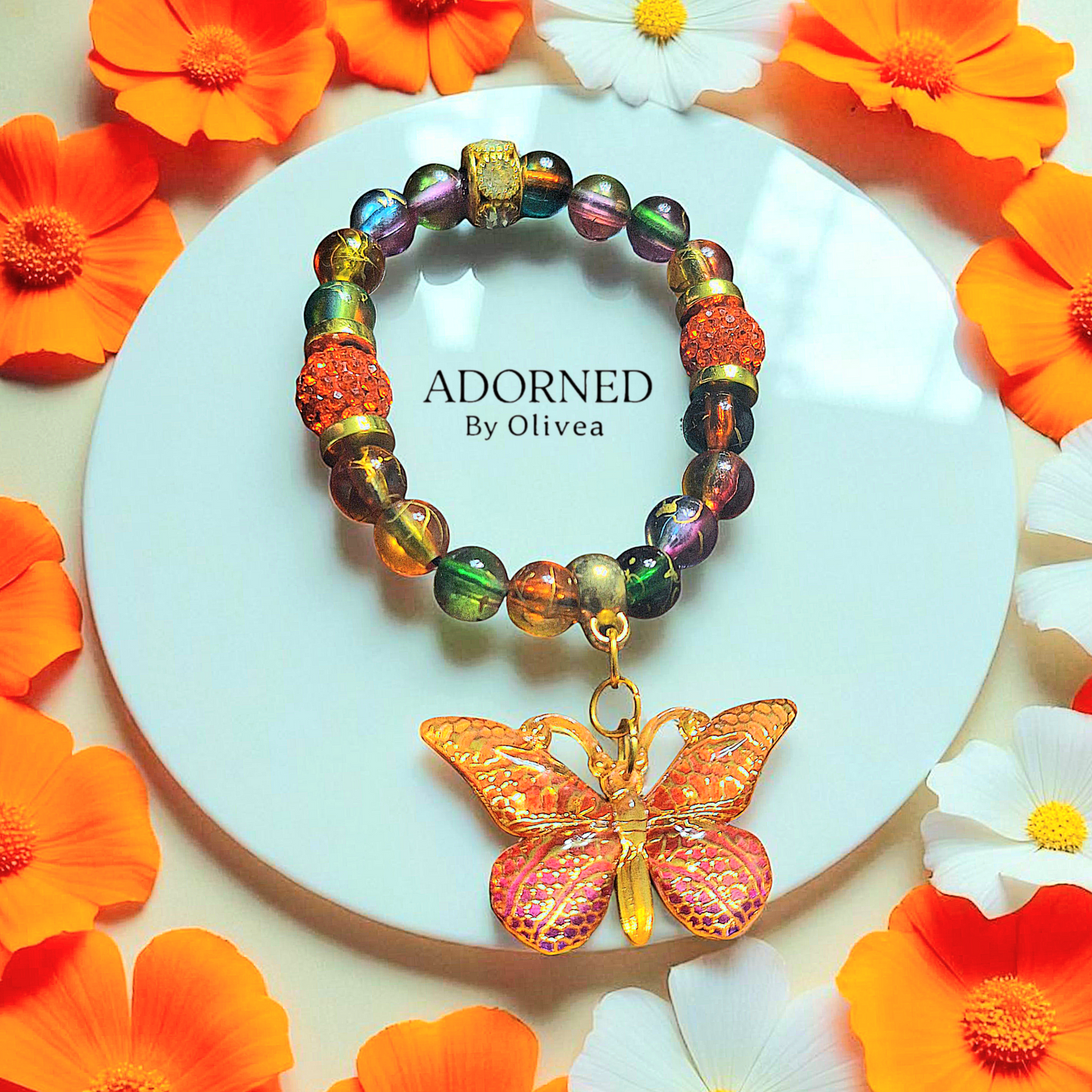 Adorned Dolls Bracelet #13 (Orange Butterfly)