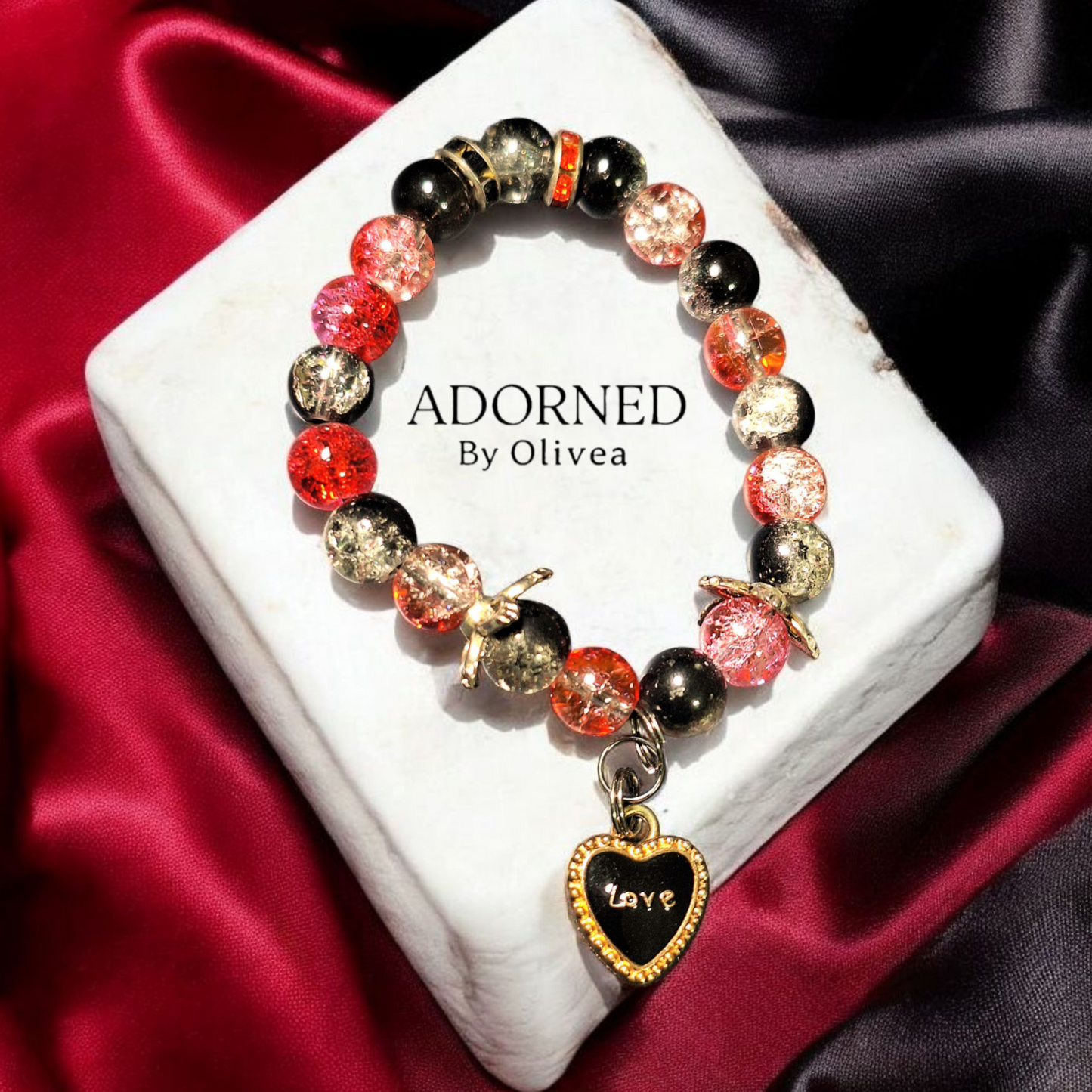 Adorned Dolls Bracelet #9 (Red & Black Love)