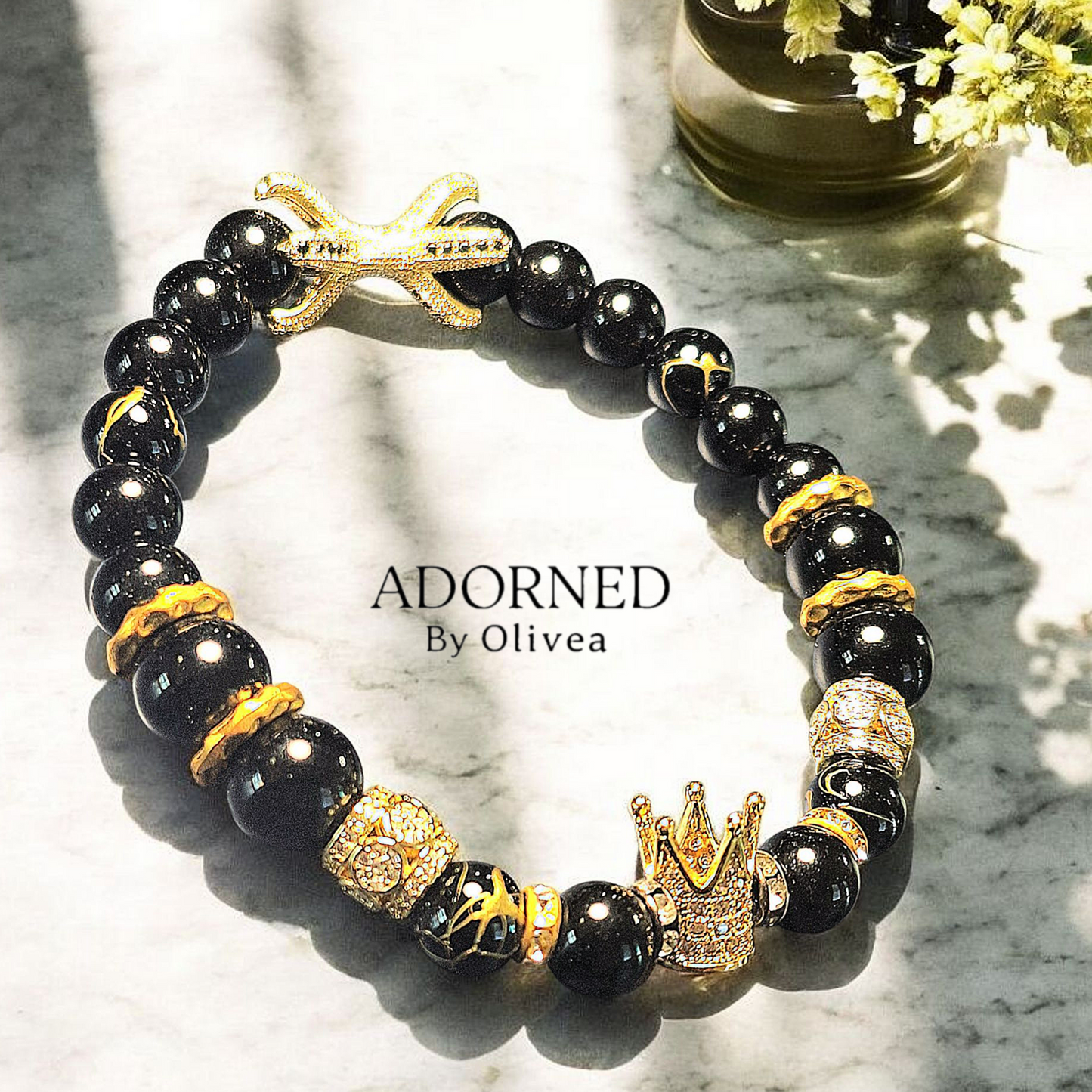 KM-Black & Gold/Eagle Clasp Bracelet #1