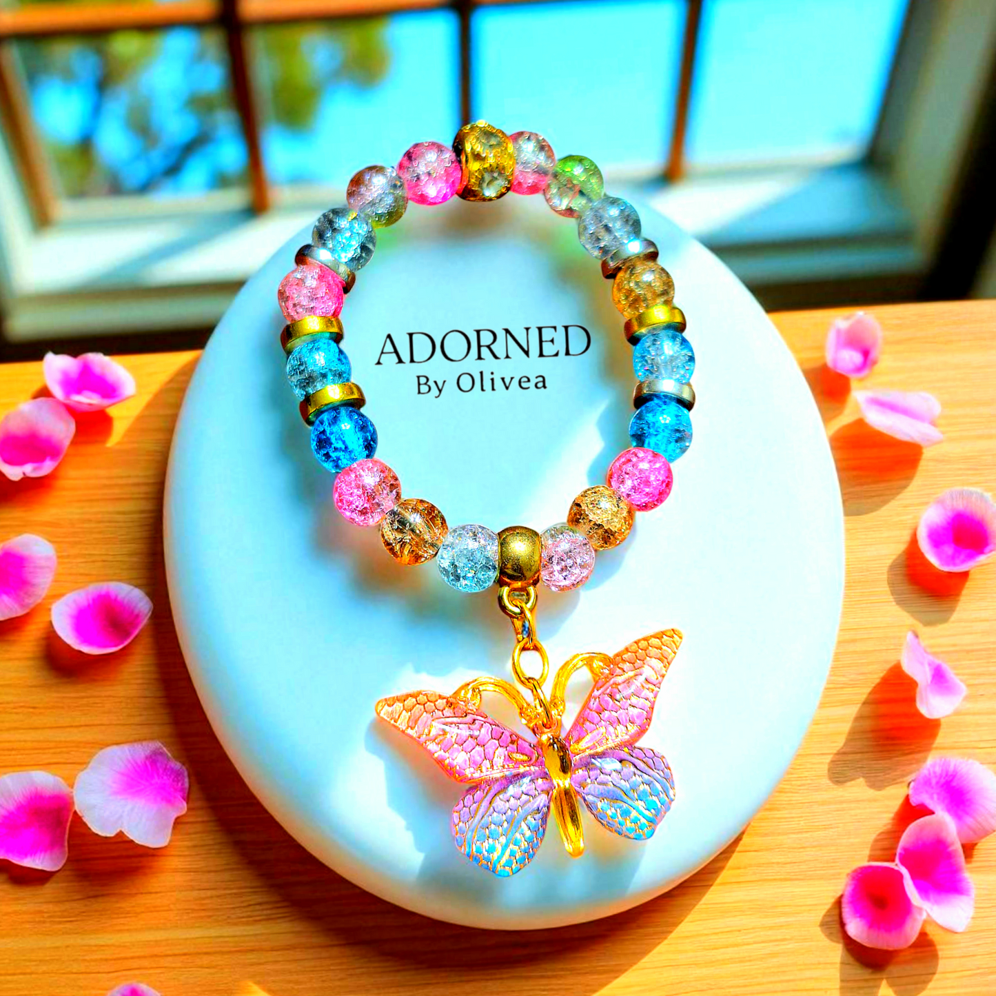 Adorned Dolls Bracelet #12 (Pink & Blue Butterfly)