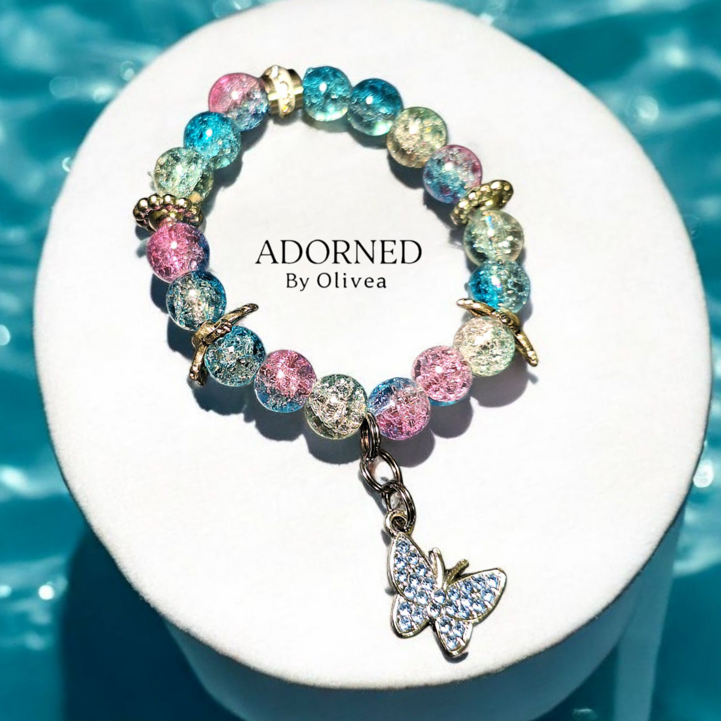 Adorned Dolls Bracelet #8 (Pink & Blue Butterfly)